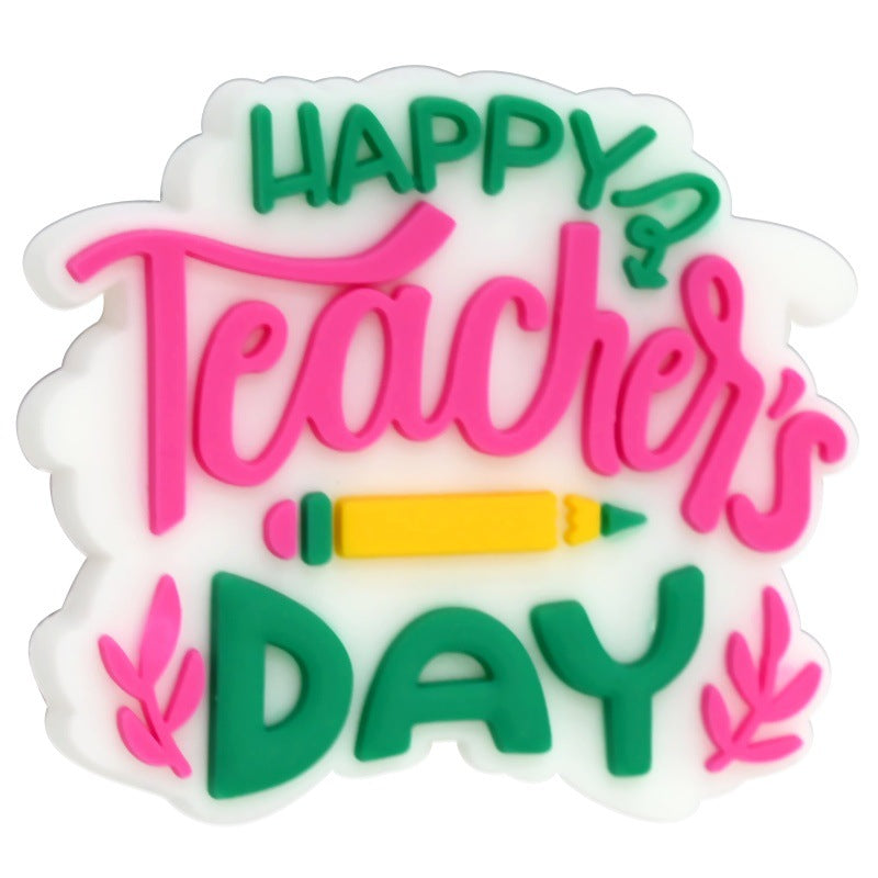 Wholesale   Random 100pcs/pack  Teacher Series Cartoon Soft Rubber Beads